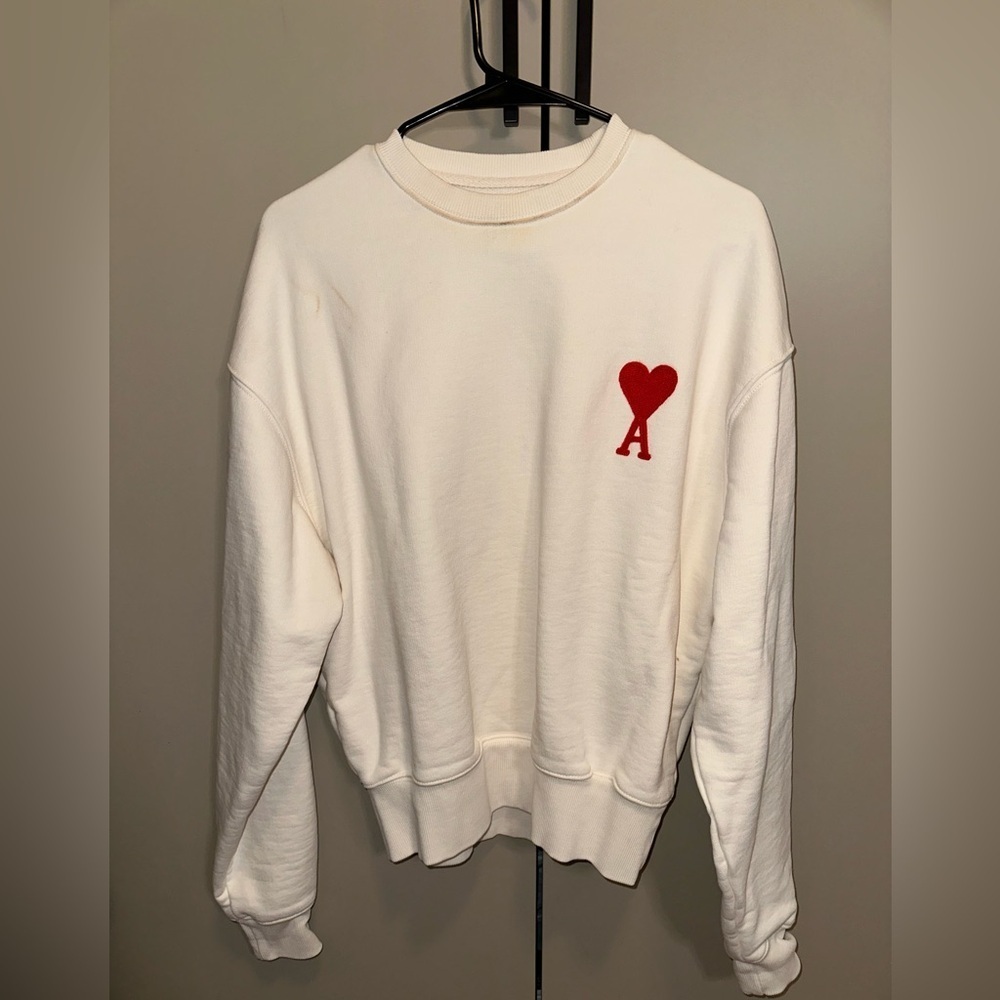 Ami Alexandre Mattiussi Ivory Knit Crew Neck Sweater size small